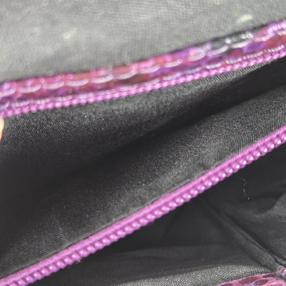 White House Black Market Purple Black Snakeskin Print Clutch Removable Chain - Picture 12 of 15